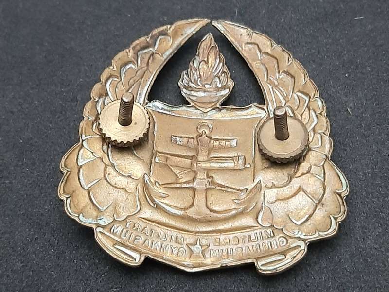**Border War : 1960s SADF Army Gymnasium Officer`s Cap Badge w/ Lugs (LARGE).**