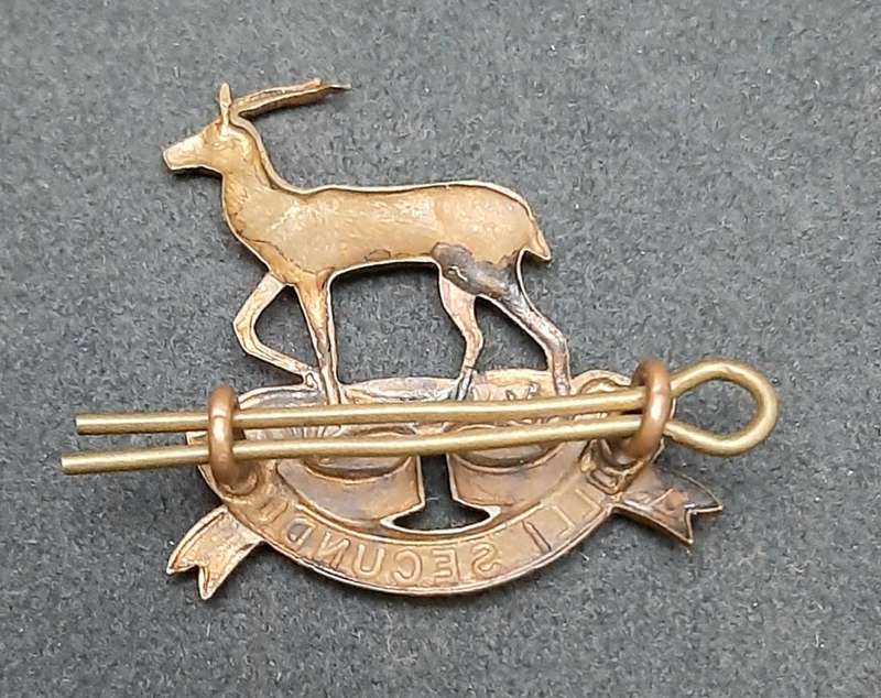 **WW2 UDF: Pretoria Regiment Brass Cap Badge w/ Pin.**