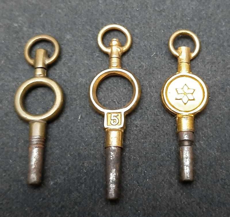 19th century J.W. Benson et al. pocket watch adjustment keys x3