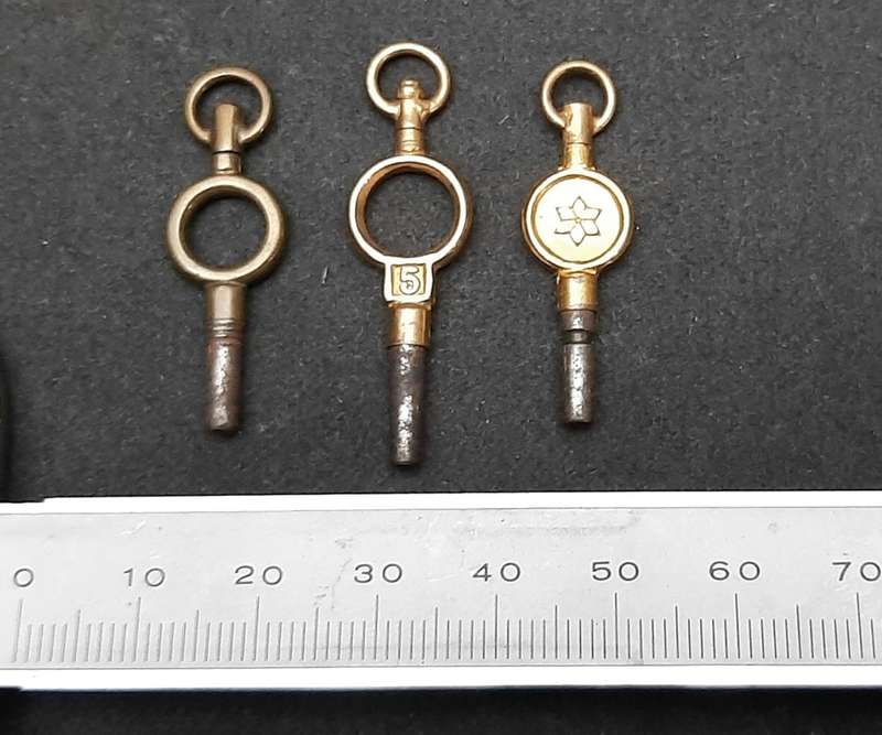 19th century J.W. Benson et al. pocket watch adjustment keys x3