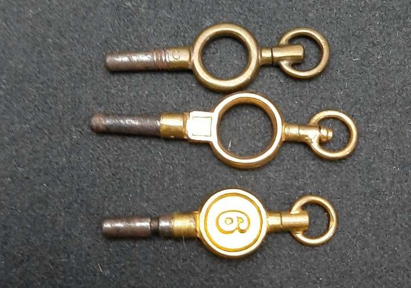 19th century J.W. Benson et al. pocket watch adjustment keys x3