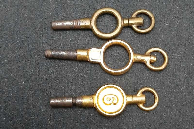 19th century J.W. Benson et al. pocket watch adjustment keys x3