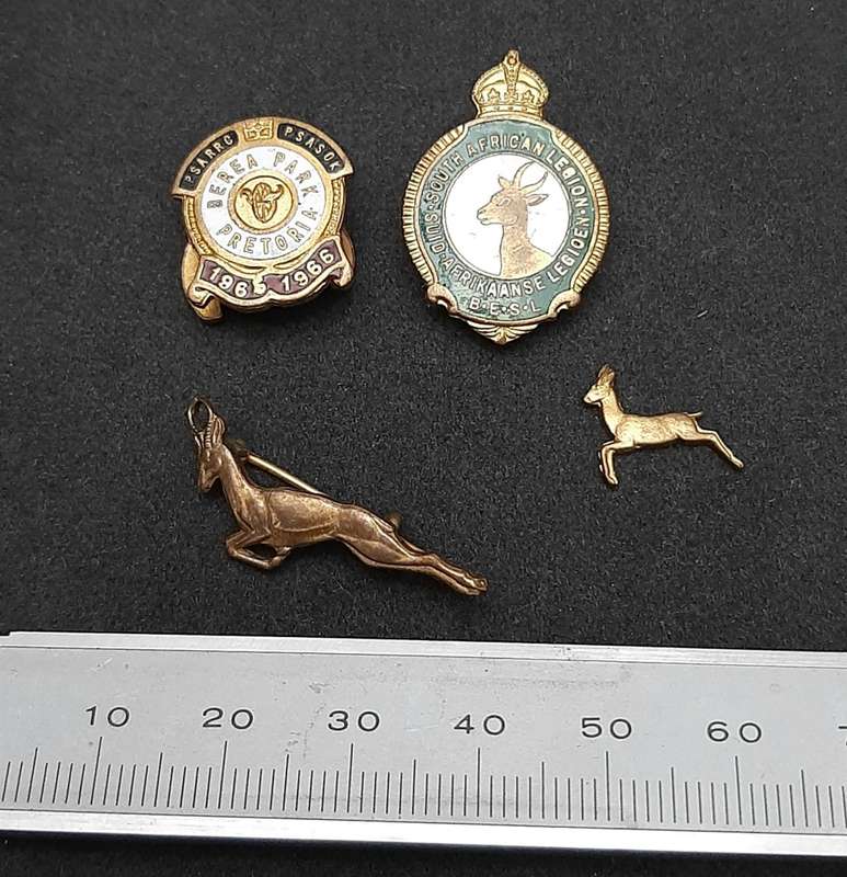 WW2 South African Legion & S.A. Railways Lapel Badges x4