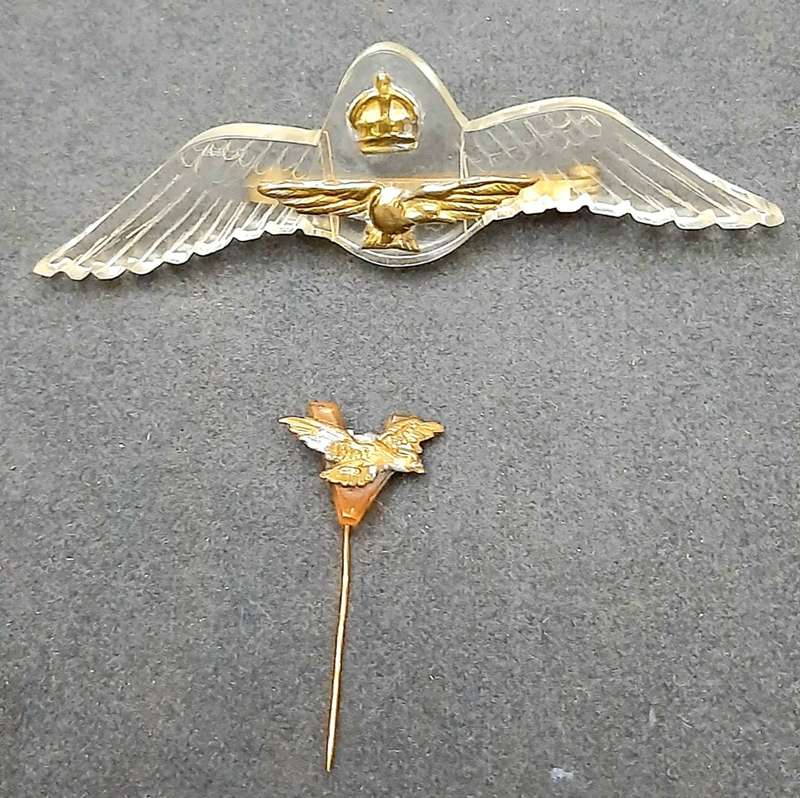 **RARE: WW2 RAF Pilot`s Sweetheart Perspex Badge w/ Victory Pin.**