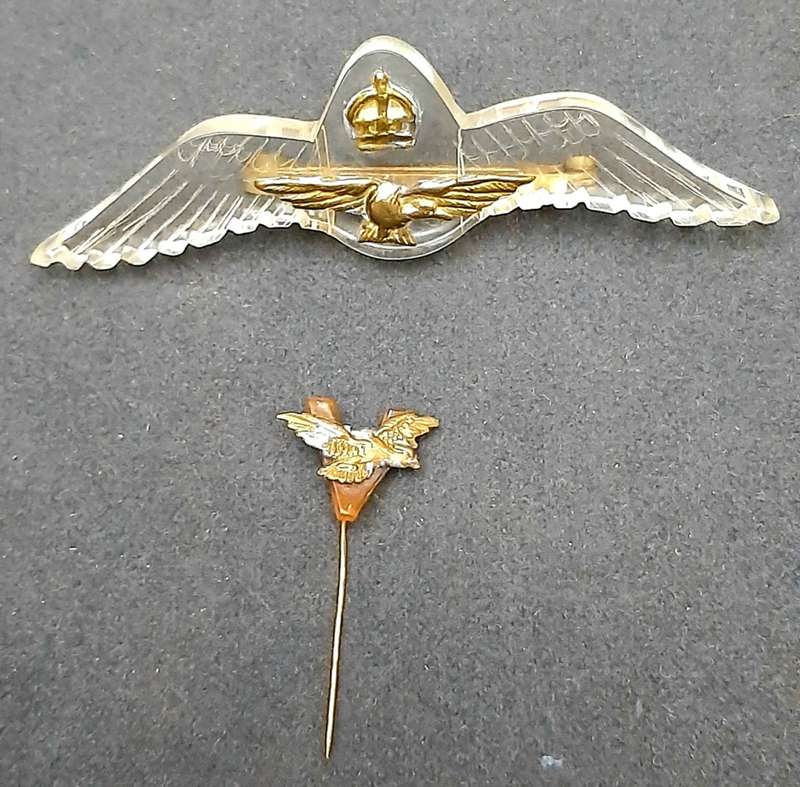 **RARE: WW2 RAF Pilot`s Sweetheart Perspex Badge w/ Victory Pin.**