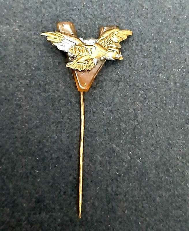 **RARE: WW2 RAF Pilot`s Sweetheart Perspex Badge w/ Victory Pin.**