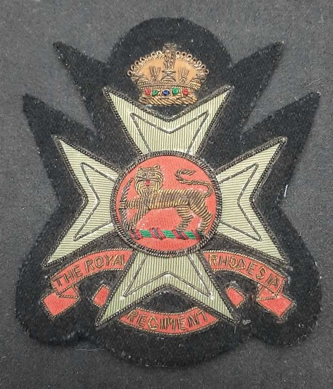 1947 Royal Rhodesia Regiment Bullion Blazer Badge - 10cm x 8cm