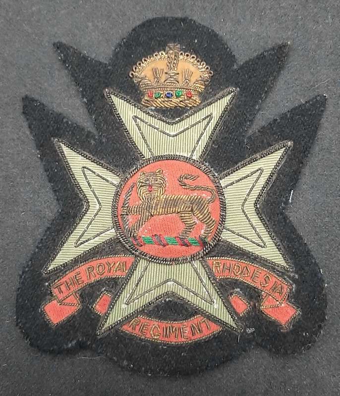 1947 Royal Rhodesia Regiment Bullion Blazer Badge - 10cm x 8cm