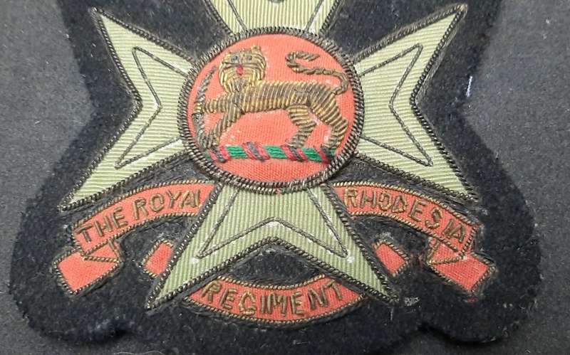 1947 Royal Rhodesia Regiment Bullion Blazer Badge - 10cm x 8cm