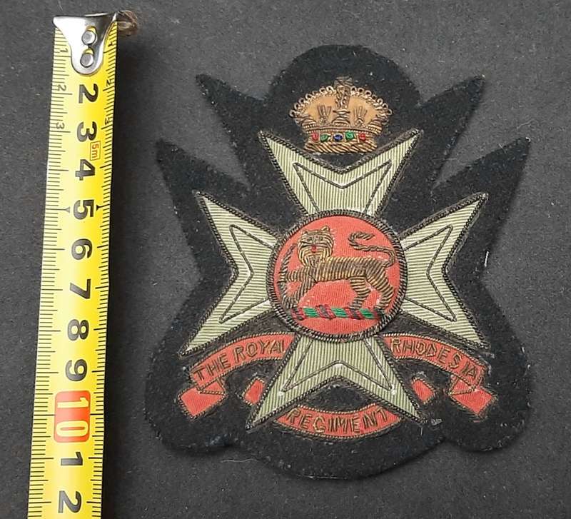 1947 Royal Rhodesia Regiment Bullion Blazer Badge - 10cm x 8cm
