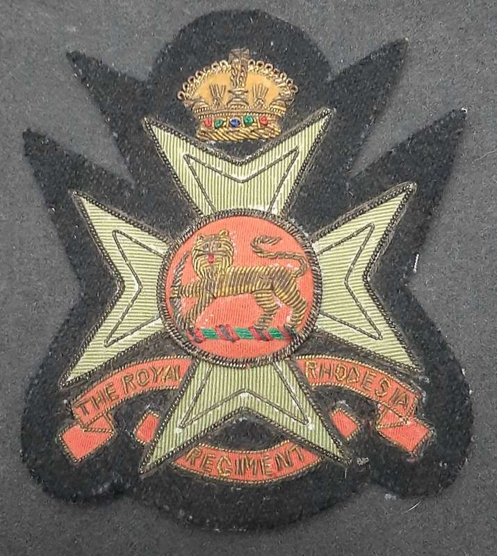 1947 Royal Rhodesia Regiment Bullion Blazer Badge - 10cm x 8cm