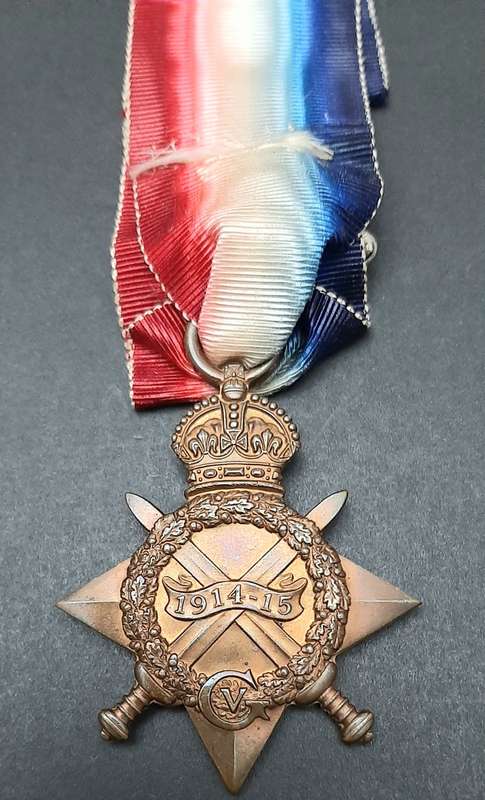 **WW1 UDF: 1914-15 Star Medal w/ Silk Ribbon (4th Dist. Mntd. Rifles).*(