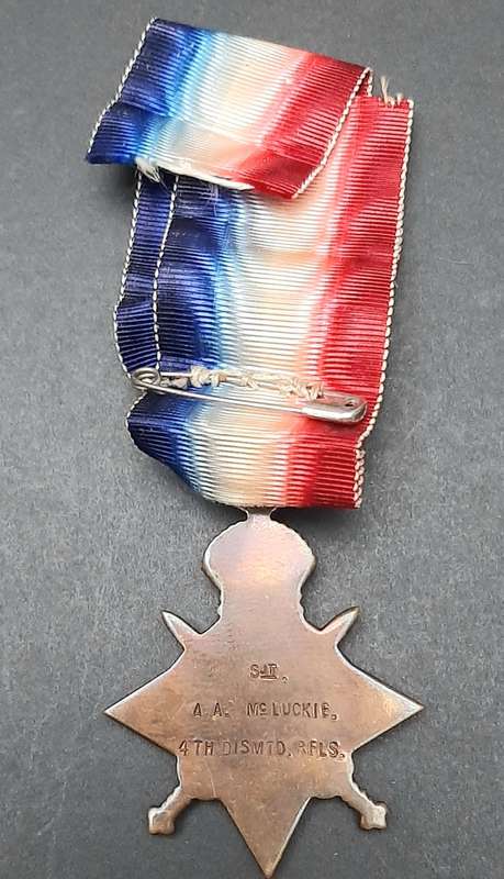 **WW1 UDF: 1914-15 Star Medal w/ Silk Ribbon (4th Dist. Mntd. Rifles).*(