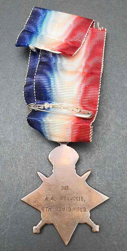 **WW1 UDF: 1914-15 Star Medal w/ Silk Ribbon (4th Dist. Mntd. Rifles).*(