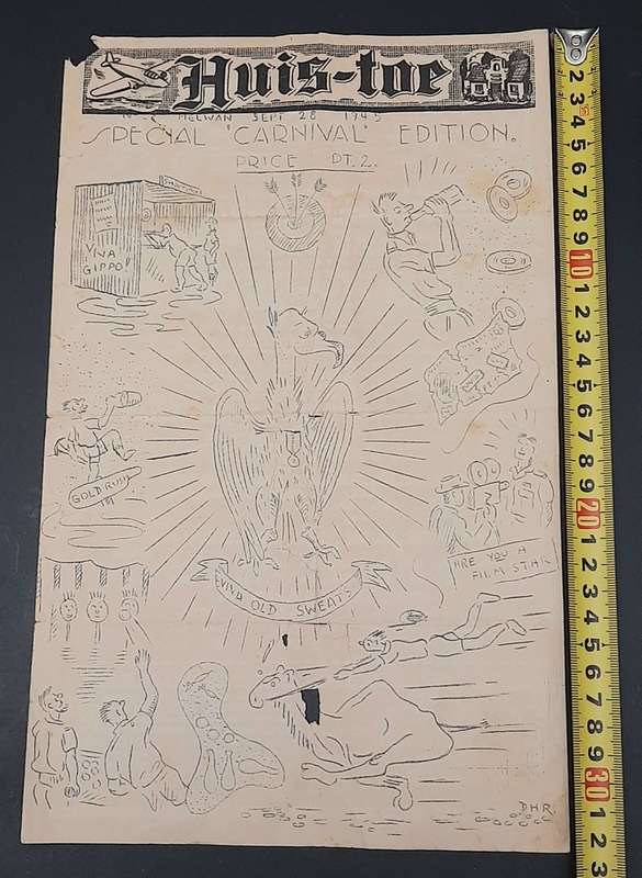 **RARE: WW2 South African `Huis Toe` Demob. Newsletter D/Sided (Sept. 1945).**