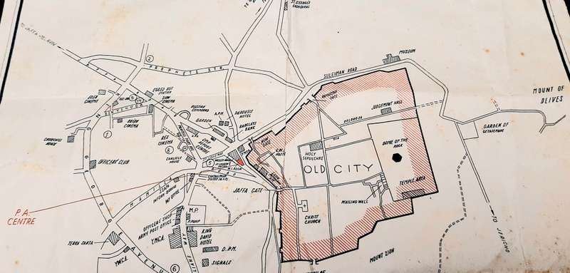 **RARE WW2: British Military Authority `Palestine` Jerusalem City Map (1943/  1944)#2 .**