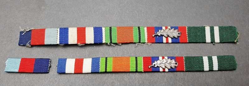 **WW2: Campaign Medal Ribbon Bars w/ Oakleaf Devices (x2 ).**