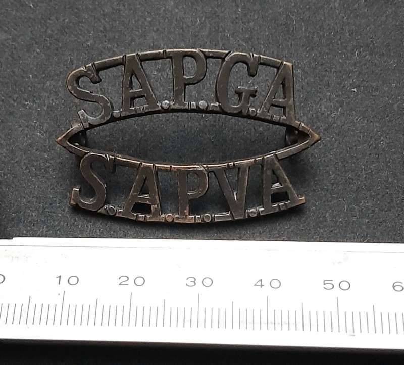 **RARE: Post-1921 South African Permanent Garrison Artillery Shoulder Title w/ Lugs x1 **