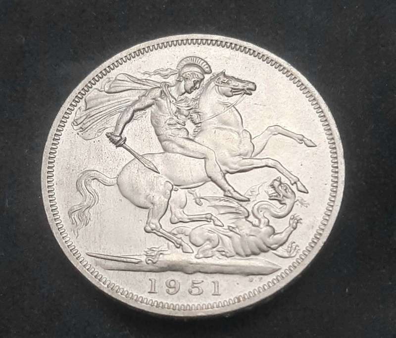 ** Great Britain : 1951 Festival of St. George Commemorative 5 Shilling Coin (VF+).**