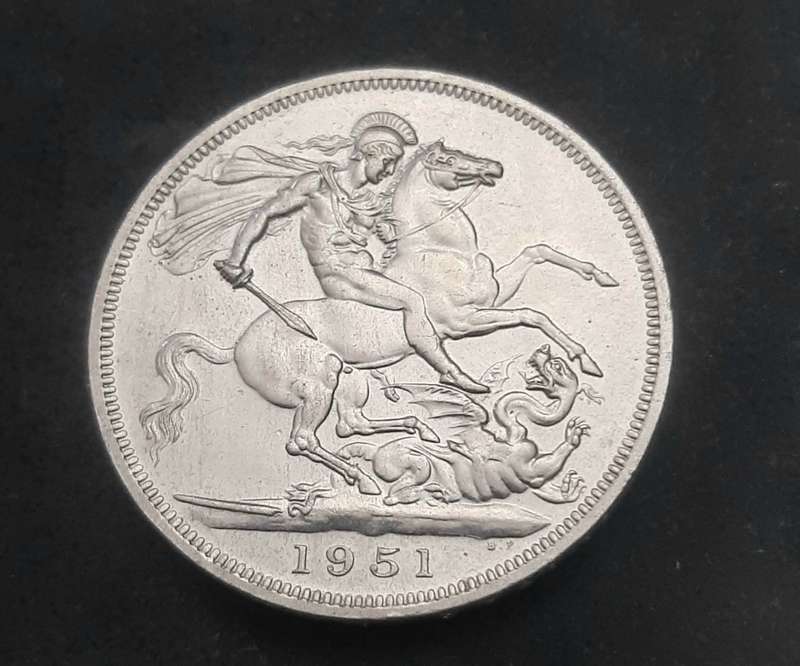 ** Great Britain : 1951 Festival of St. George Commemorative 5 Shilling Coin (VF+).**
