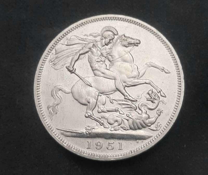 ** Great Britain : 1951 Festival of St. George Commemorative 5 Shilling Coin (VF+).**