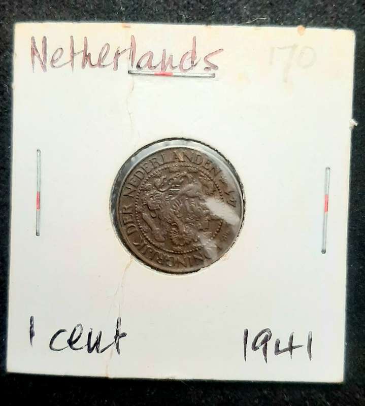 Rare 1941 German-occupied Netherlands 1 cent coin (XF+)