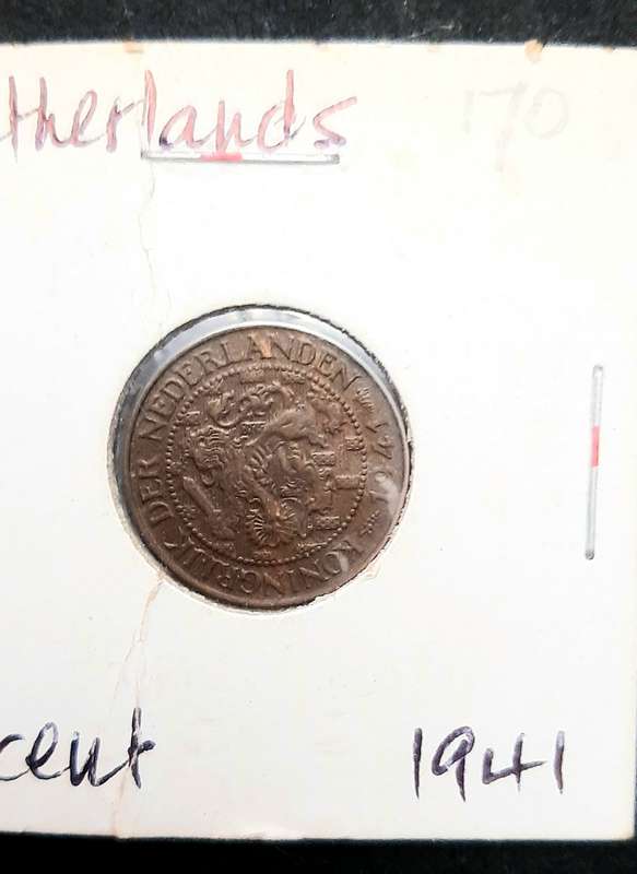 Rare 1941 German-occupied Netherlands 1 cent coin (XF+)