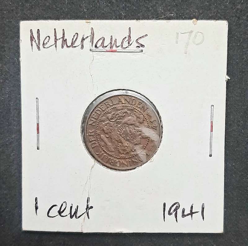 Rare 1941 German-occupied Netherlands 1 cent coin (XF+)