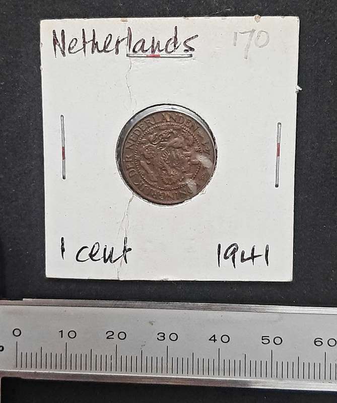 Rare 1941 German-occupied Netherlands 1 cent coin (XF+)