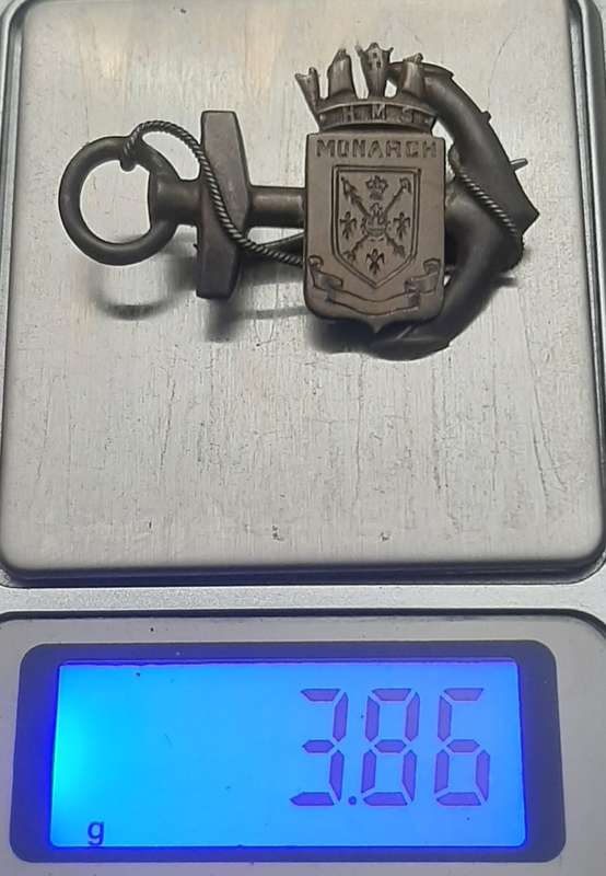 Rare WW1 H.M.S Monarch .925 Silver Sweetheart Brooch (Pin Intact)