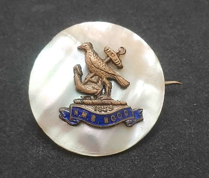 Rare WW2 H.M.S Hood Mother of Pearl Sweetheart Brooch with Pin