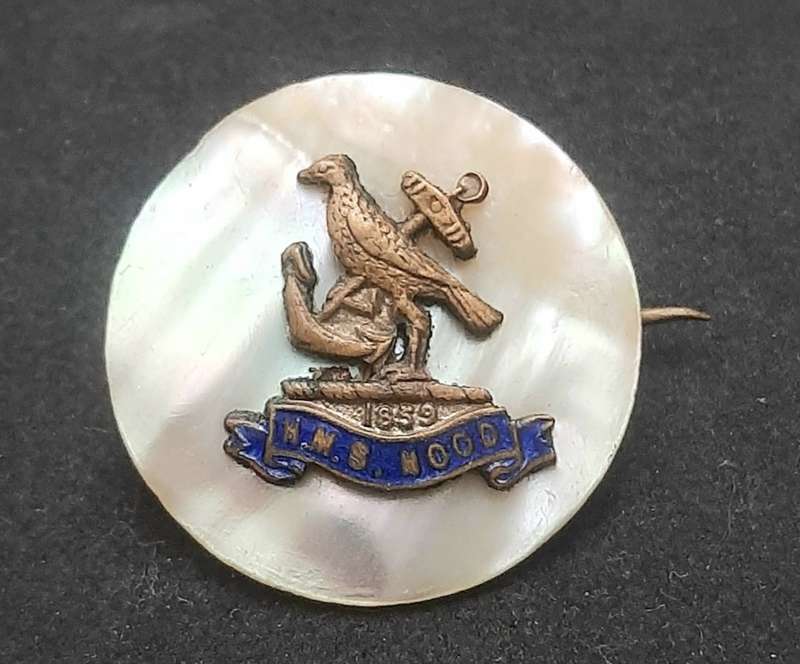 Rare WW2 H.M.S Hood Mother of Pearl Sweetheart Brooch with Pin