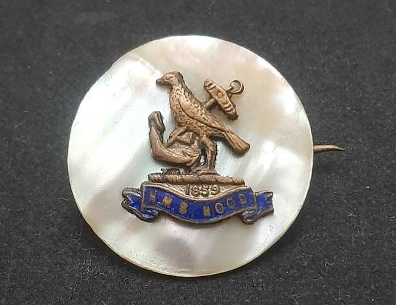 Rare WW2 H.M.S Hood Mother of Pearl Sweetheart Brooch with Pin