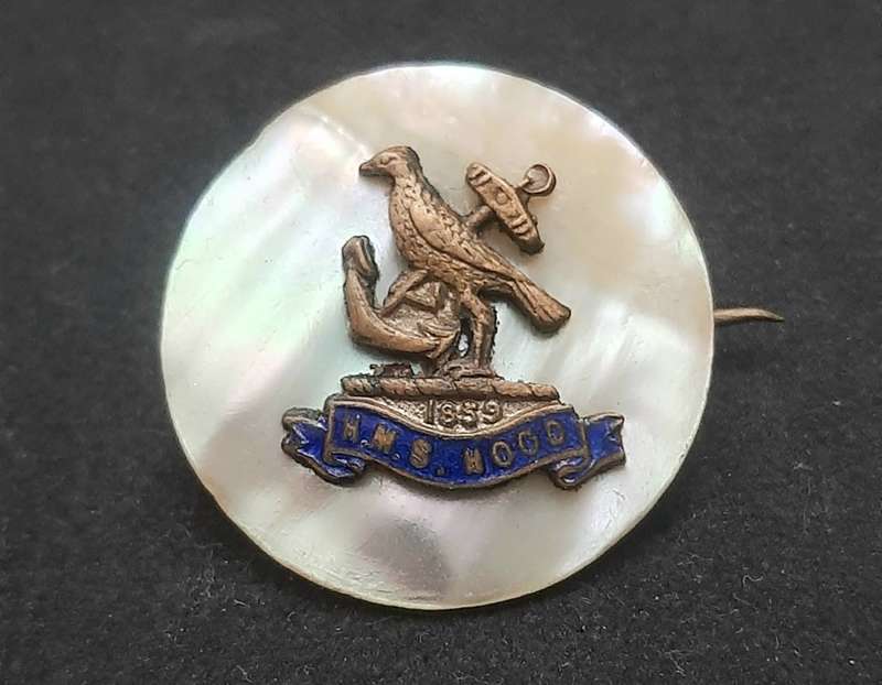 Rare WW2 H.M.S Hood Mother of Pearl Sweetheart Brooch with Pin