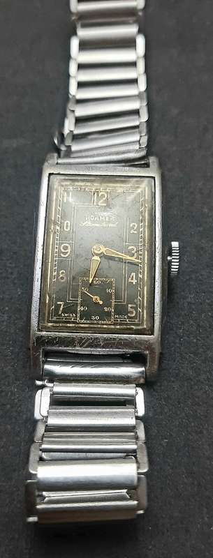 **WW2 : 1940s Roamer 'Standard ' Swiss 15 Jewel Tank Watch w/ Bonklip Bracelet ( TESTED).**