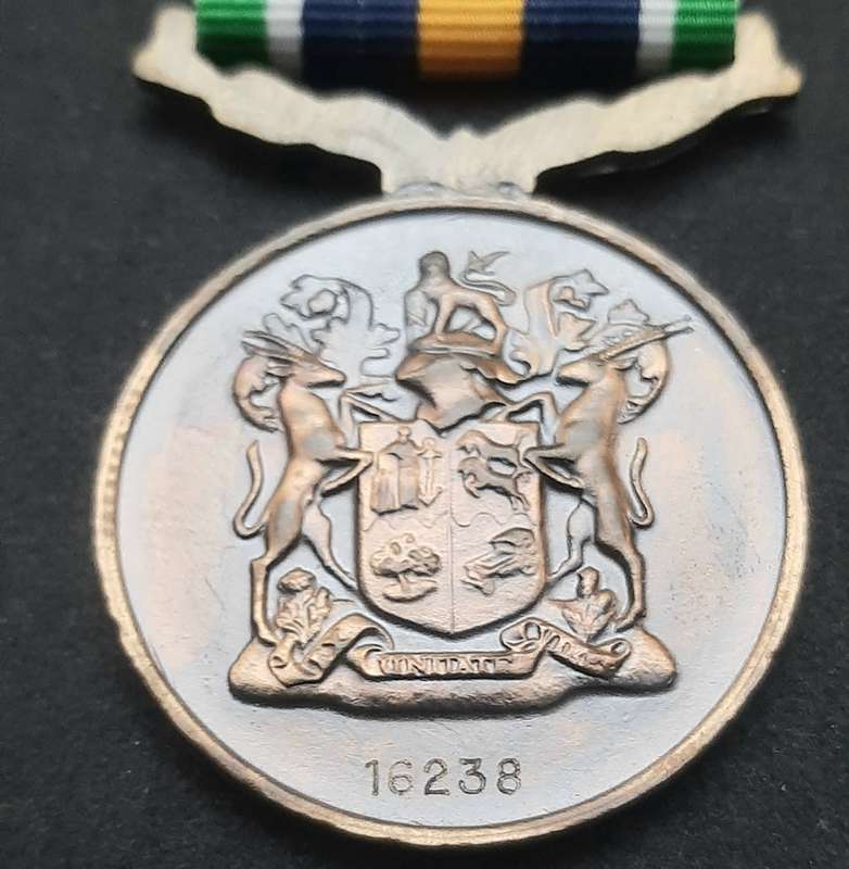 **Border War : 1980s SADF De Wet Medal w/ Ribbon  (Numbered).**