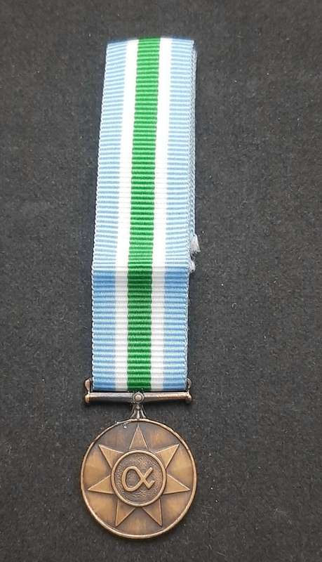 **1990s SANDF : Unitas Miniature Medal w/ Ribbon. **.**