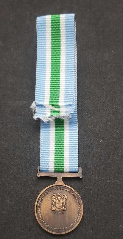 **1990s SANDF : Unitas Miniature Medal w/ Ribbon. **.**