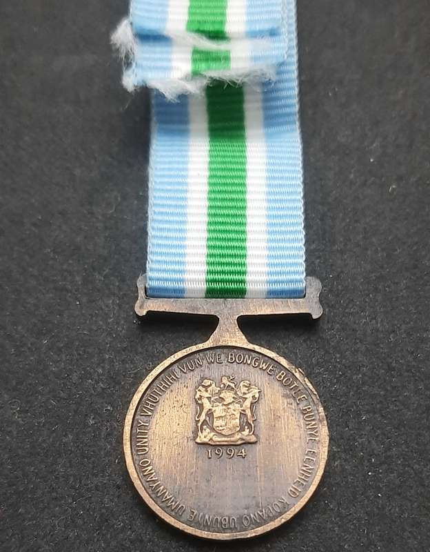 **1990s SANDF : Unitas Miniature Medal w/ Ribbon. **.**