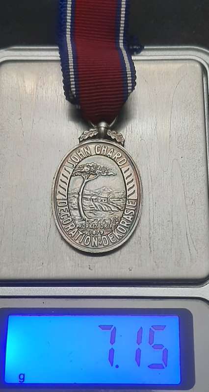 **Pre-1961 SADF : .925 Silver Miniature John Chard Decoration w/ Ribbon. **