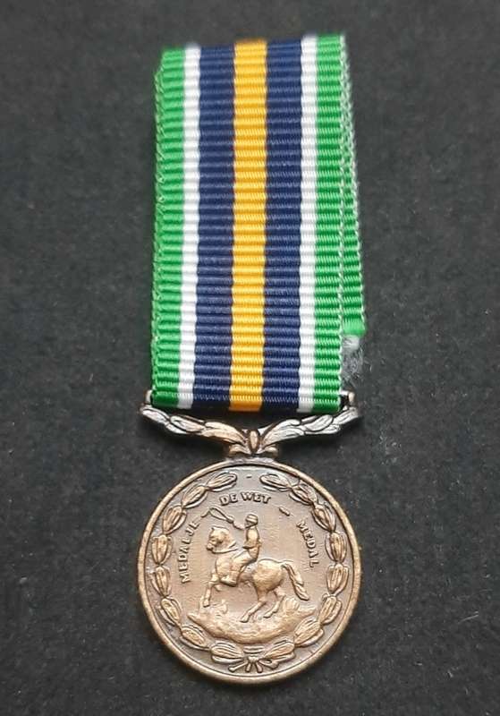 **Border War : 1980s SADF Miniature De Wet Medal w/ Ribbon.**
