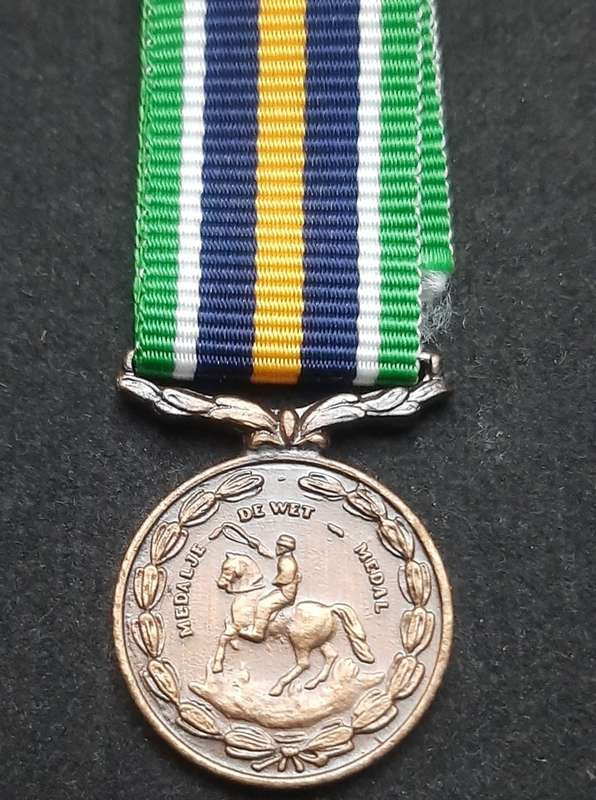 **Border War : 1980s SADF Miniature De Wet Medal w/ Ribbon.**