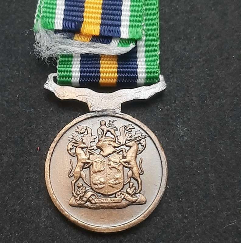 **Border War : 1980s SADF Miniature De Wet Medal w/ Ribbon.**