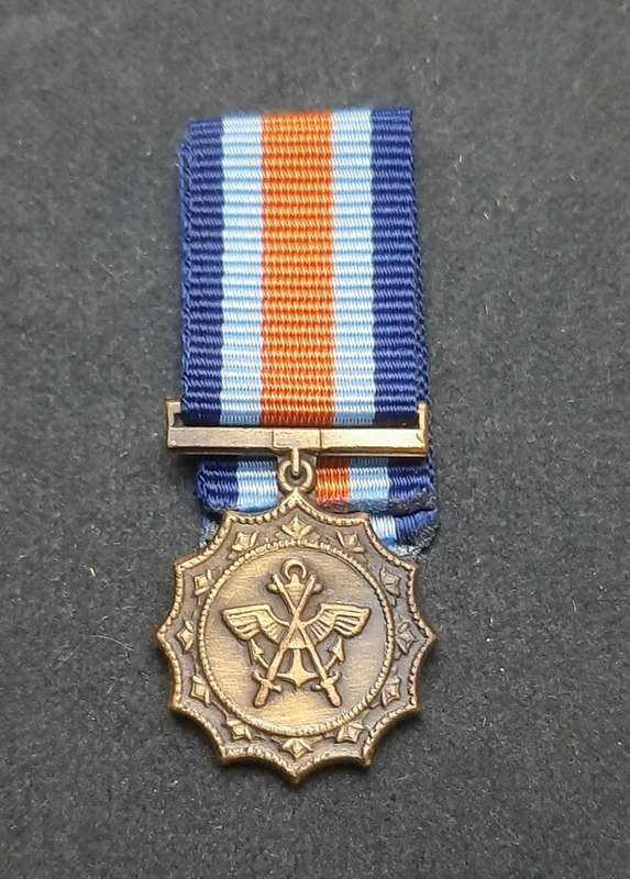 **Border War : 1980s SADF Miniature Military Merit Medal w/ Ribbon.**