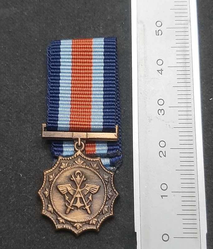 **Border War : 1980s SADF Miniature Military Merit Medal w/ Ribbon.**