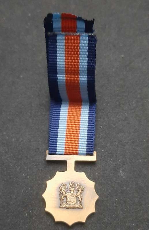 **Border War : 1980s SADF Miniature Military Merit Medal w/ Ribbon.**