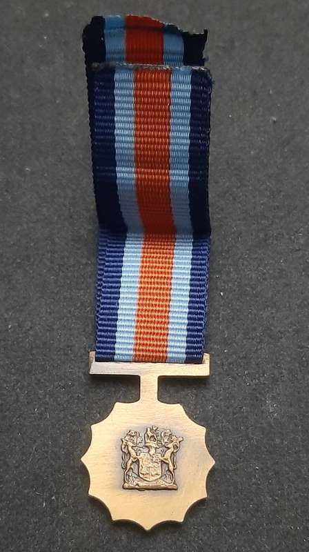 **Border War : 1980s SADF Miniature Military Merit Medal w/ Ribbon.**