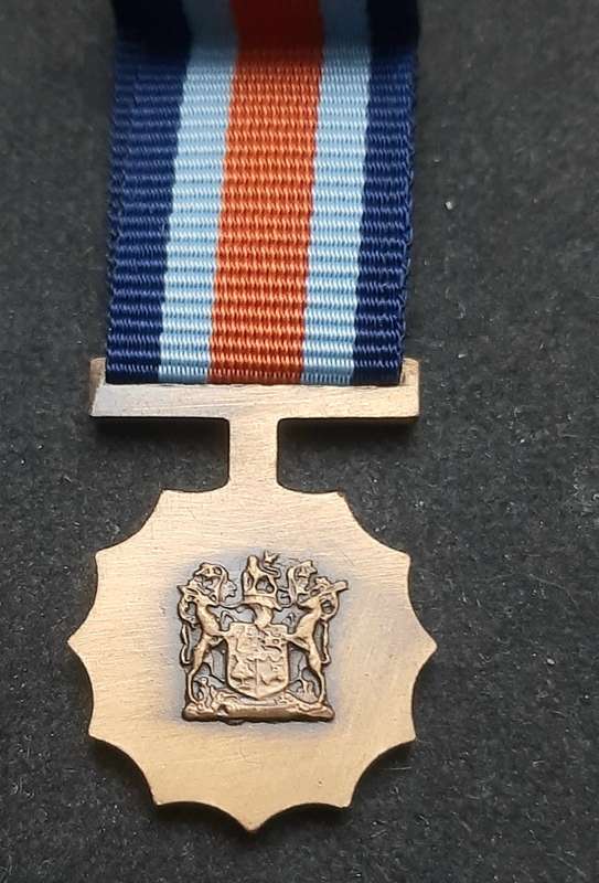 **Border War : 1980s SADF Miniature Military Merit Medal w/ Ribbon.**