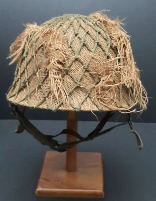**Border War : 1980s SADF Steel Helmet w/ Camouflage Cover & Foliated Net.**