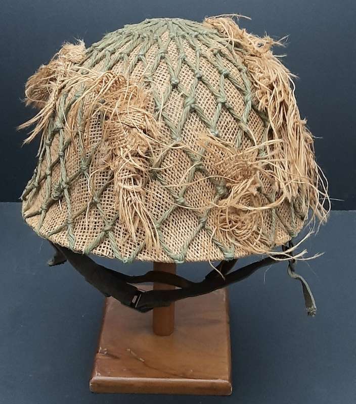 **Border War : 1980s SADF Steel Helmet w/ Camouflage Cover & Foliated Net.**
